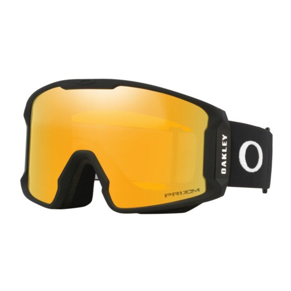 Maschera da sci Oakley Line Miner L con lente Prizm dorata, vista di tre quarti